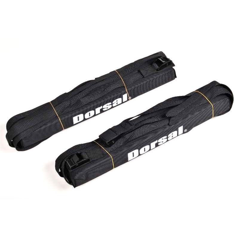 DORSAL Deluxe Wrap-Rax Surf and Snow Soft Roof Rack Pads and Straps, featuring 19-inch pads and durable securing straps for safe transportation.